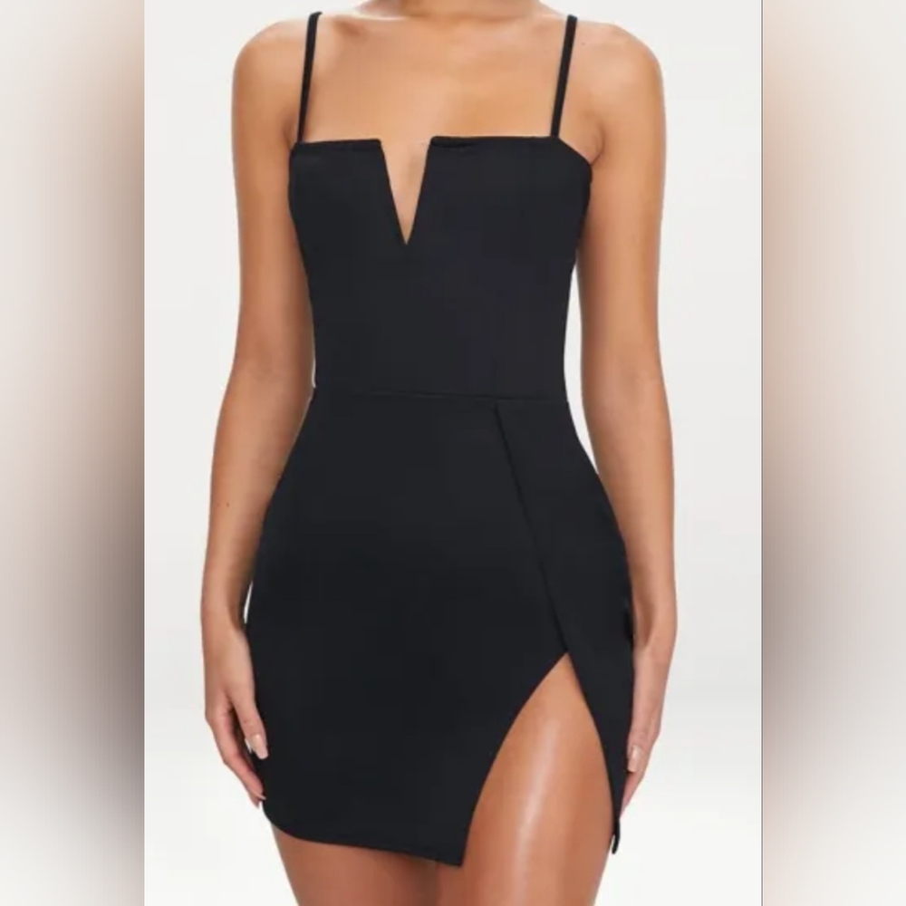 Split Panelled Plunge Bodycon Dress